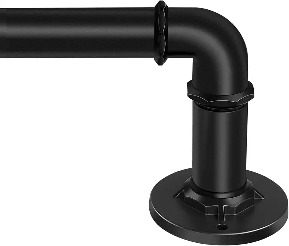 30-90 Inch Wrap Around Curtain Rod 1" Diameter for 30-84 Windows, Adjustable Curtains Rod, Black Industrial Curtain Rods for Windows Heavy Duty Window Treatment Rods for Blackout Curtains 2 Pack