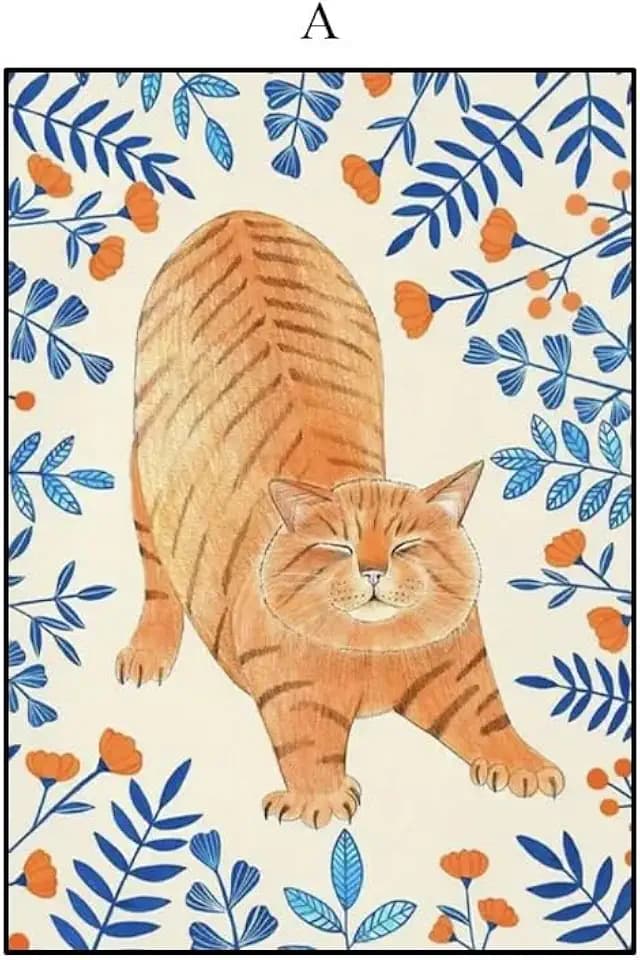 Cute Cat Pattern Wall Art Decoration Home Decor Print for Bathroom Bedroom Poster Wall Art no Frames 4x6 inch Cat024