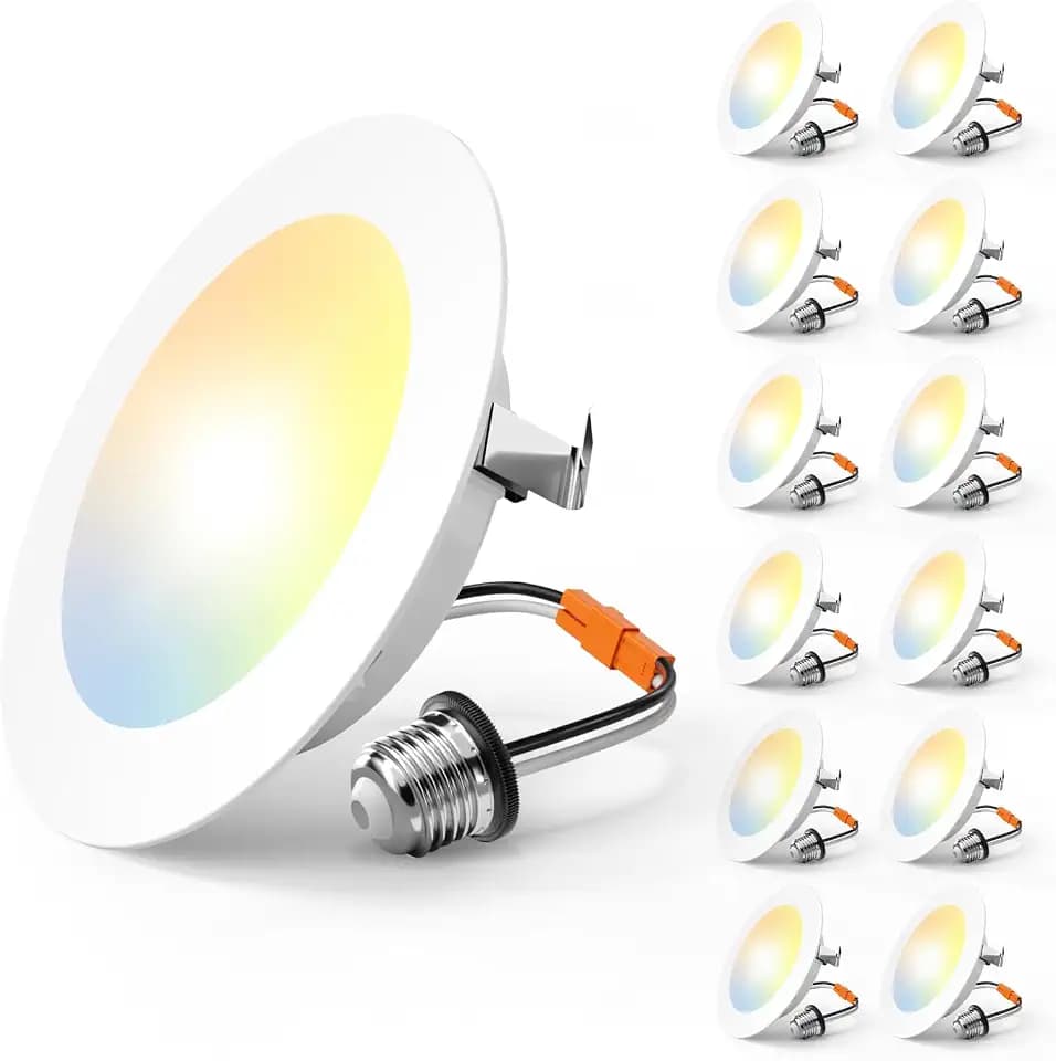 Amico Recessed Lighting 4 Inch, 12 Pack 5CCT Flat LED Can Lights, White