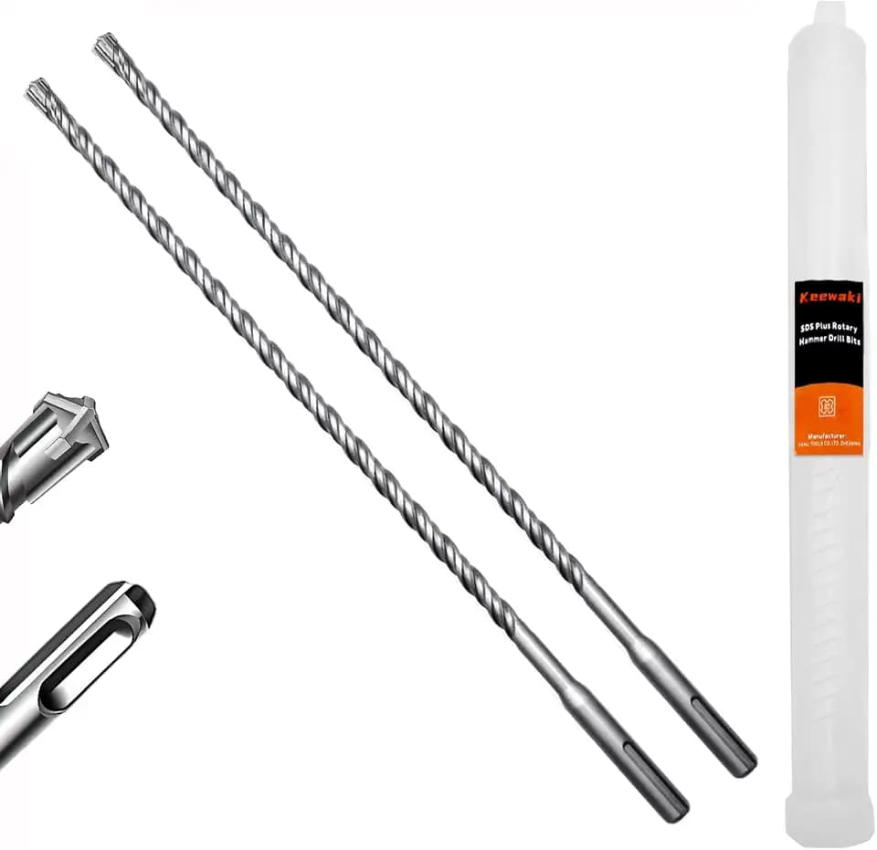 2-Pack 1/4" x 12" SDS Plus Hammer Drill Bits, Cross Tip