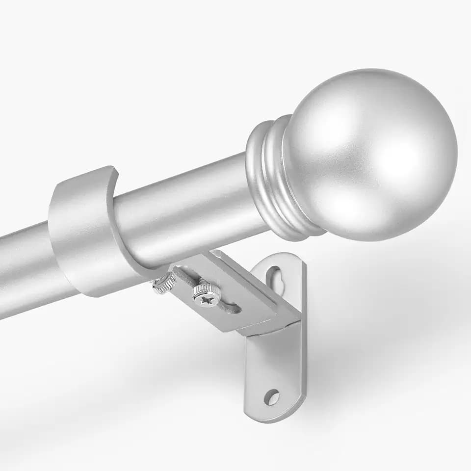 Curtain Rods for Windows 16-136", 1'' Silver Curtain Rod, 1 Pack