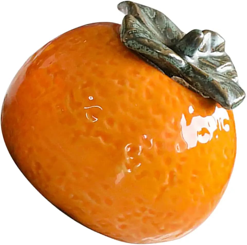 LIFKOME Tea Storage Jar Ceramic Orange Fruit Canister Mini Porcelain Tea Caddy for Leaves Candy and Small Items Nordic Style Tabletop Ornament 2.75in