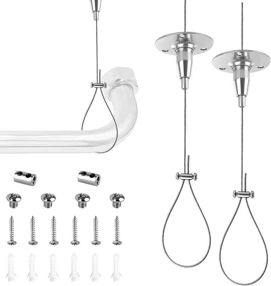 2 Set Ceiling Support for Closet Rod, 59"Adjustable Ceiling Mounted Bracket