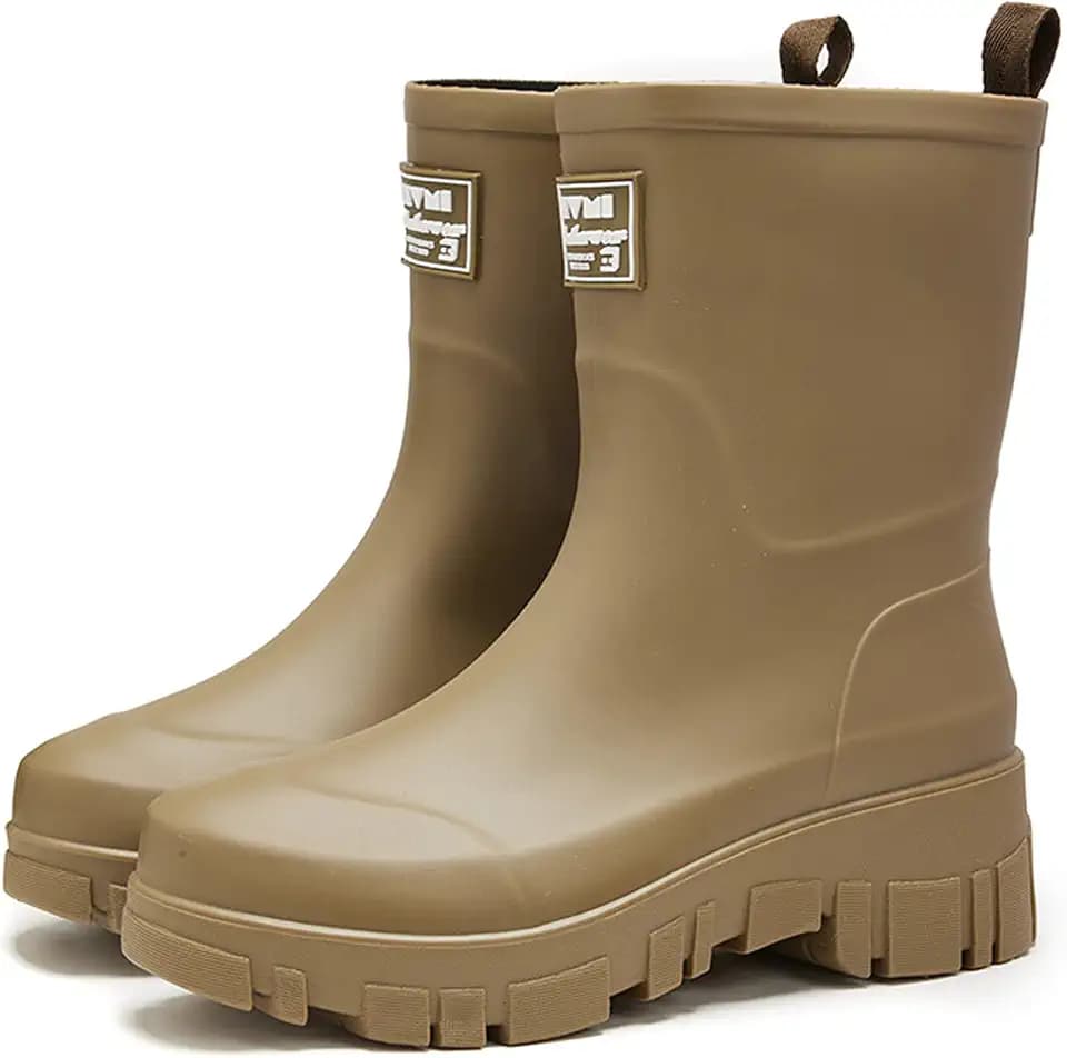 Nutropa Waterproof Mid Calf Women Rain Boots, Wide Calf Garden Shoes