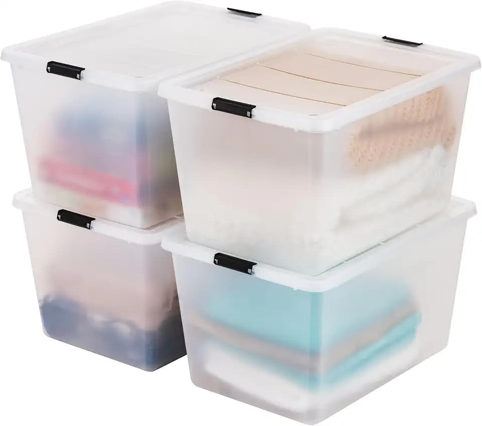 IRIS USA 4-Pack 55 Quart Clip Box with Latching Lid