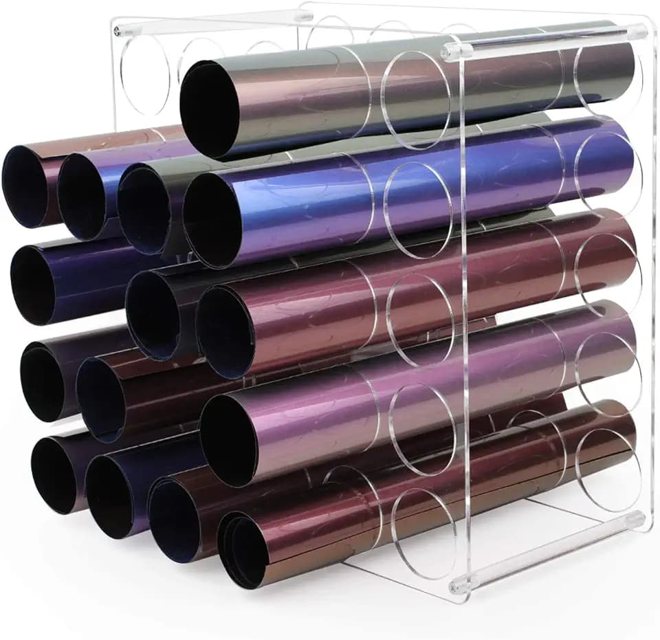 Vinyl Storage Rack 25-Holes Vinyl Holder Acrylic Vinyl Roll Storage for Craft Room, Vinyl Organizer for up to 25 Vinyl Rolls (25Holes)