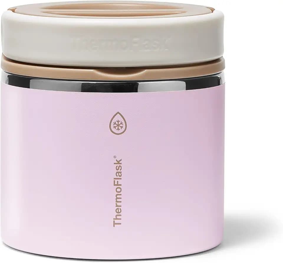 ThermoFlask Insulated Food Jar with Leakproof Lid (20 oz, Blush Sandstone) - Stainless Steel Food Containers for Hot & Cold Meals, Lunch, Soup & Snacks