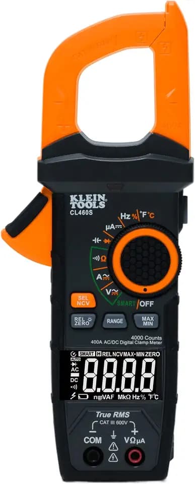 Klein Tools CL460S 400A AC/DC Auto-Ranging Smart Digital Clamp Meter with TRMS, Multimeter, Voltage Meter, Backlit Display, Amp Meter, Electrician Tools