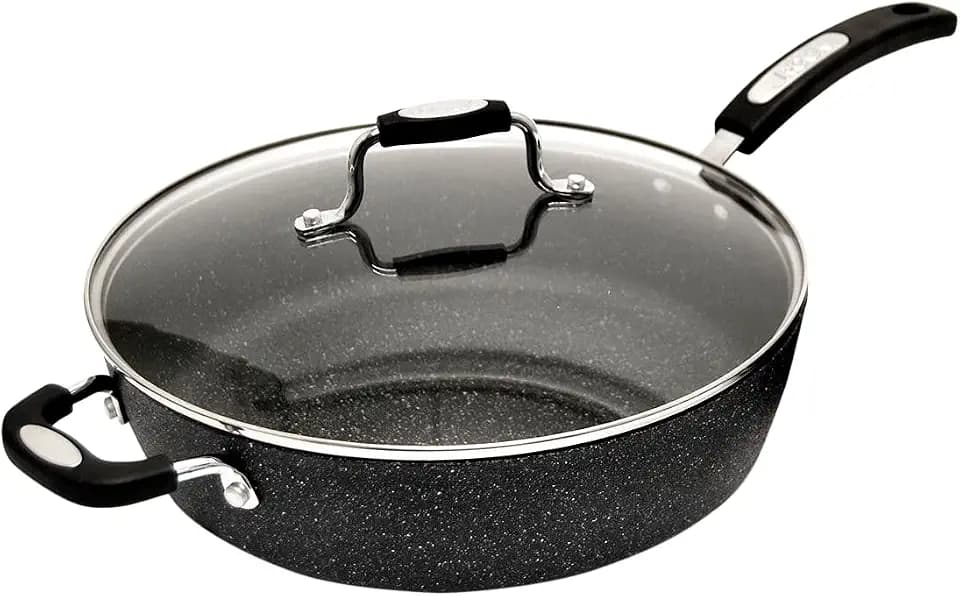 Starfrit The Rock Classic 11" Non-Stick Deep Fry Pan, Helper Handle, Black