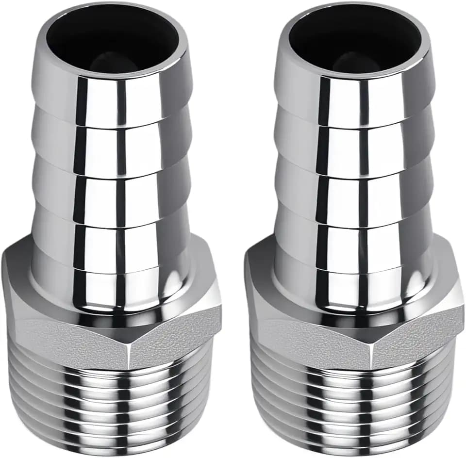 2PCS 1in Hose Barb to 1in NPT Male Adapters, Stainless Steel 1" to 1" NPT Male Hose Barb Fittings for Water Air Gas Pipes