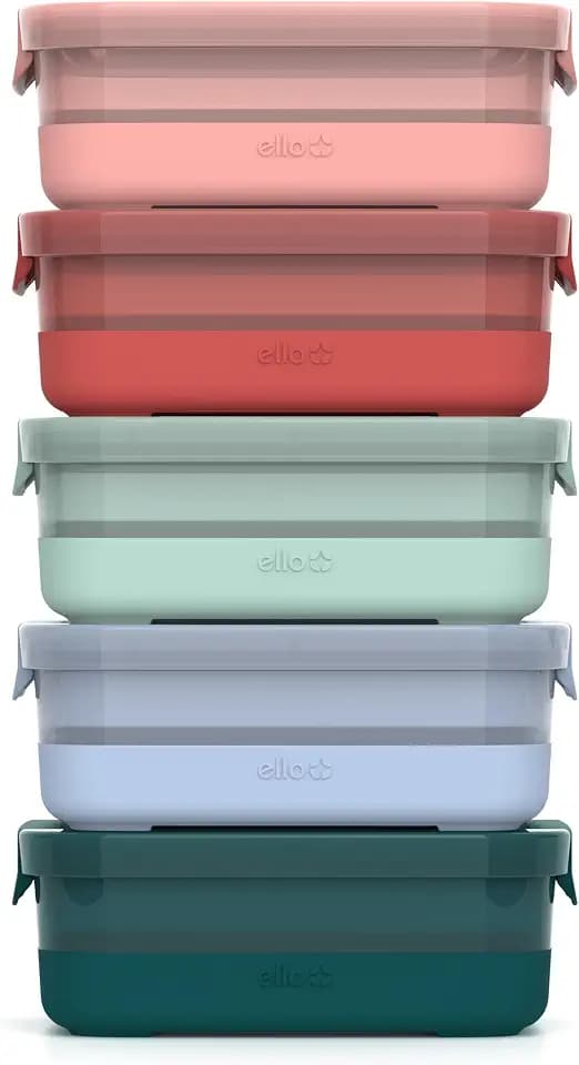 Ello 3.7 Cup Plastic Meal Prep Containers, 10 Pc, 5 Pack, Melon