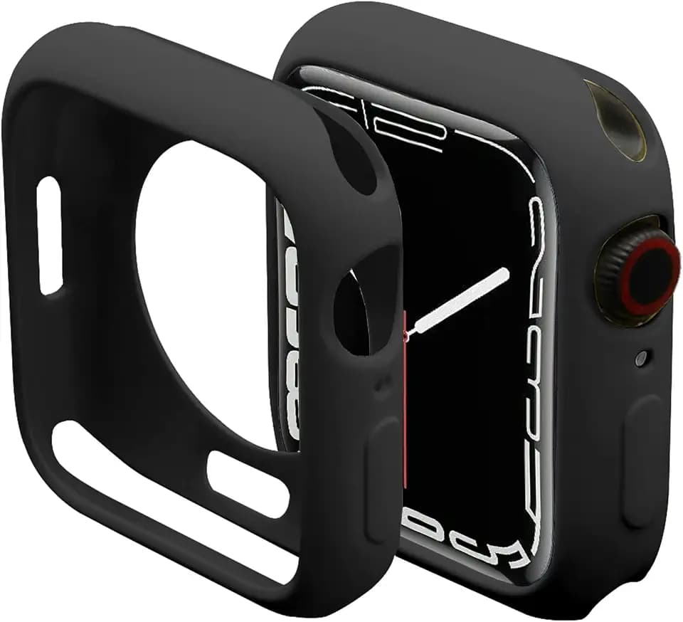 Miimall Kompatibel mit Apple Watch Series 7 45mm 41mm Hülle,Weich TPU Schutzrahmen Ultradünne Kratzfest Stoßfest Schutzhülle für iWatch Series 7 41mm Schwarz