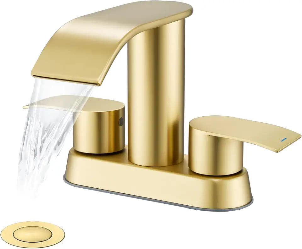 Ultimate Unicorn Waterfall Bathroom Faucet for Sink Brushed Gold 4 Inch
