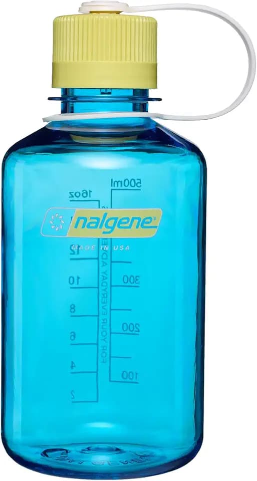 Nalgene 16 oz Narrow Mouth Water Bottle, Thrill & Motion, Blue Atoll w/Endive