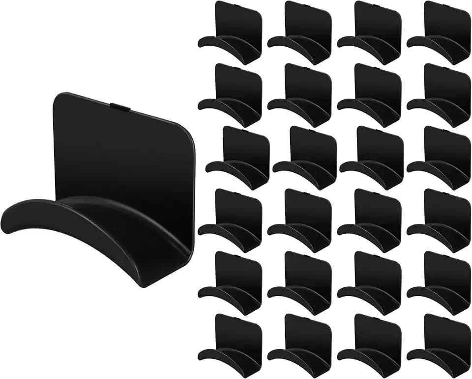 Wonderjune 30 Pcs Headphone Wall Hangers Headset Holder Hooks, Black