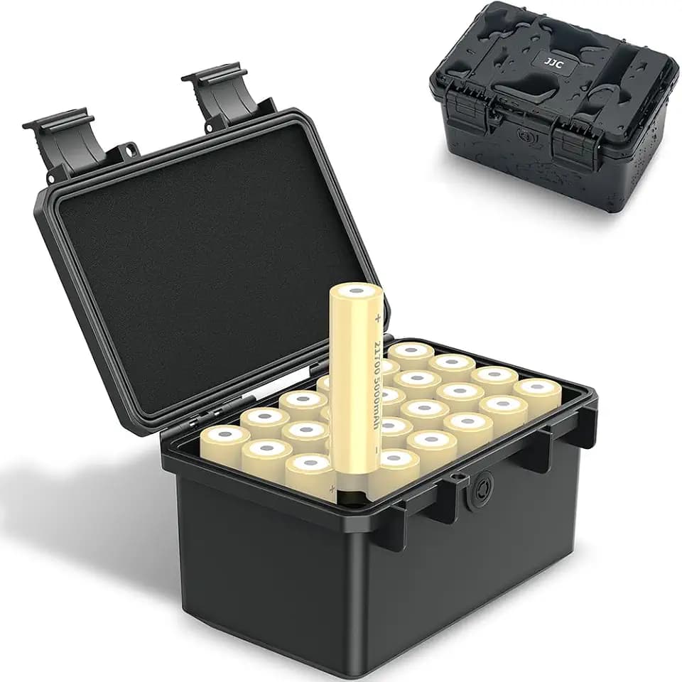 JJC 21700 Batteriegehäuse Batteriehalter Box Wasserdicht für 24 Stück 21700/20700 Akku und alle ähnlich Größe Batterien, Batterien Aufbewahrungskoffer Organizer