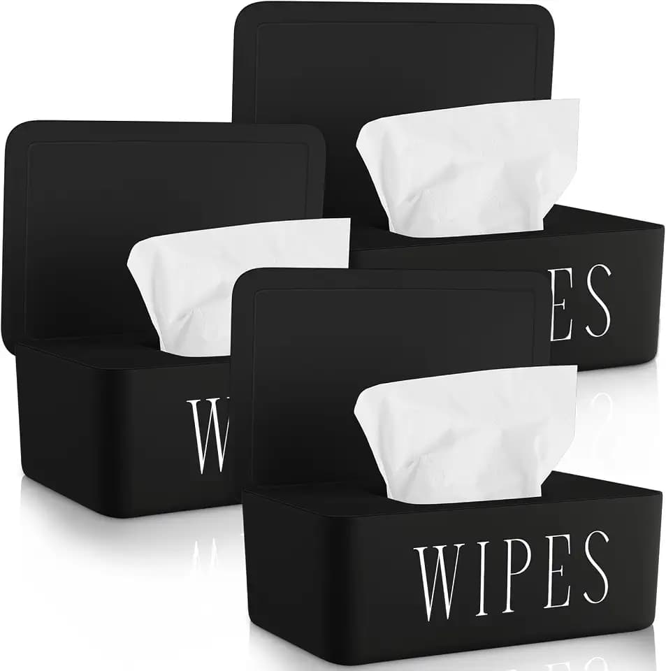 3 Pack Baby Wipes Dispenser, Small, Black