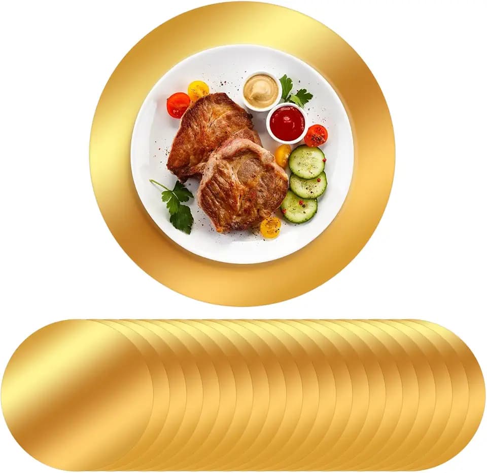 50 Pack Gold Round Paper Placemats 13 Inch, Disposable Table Decor