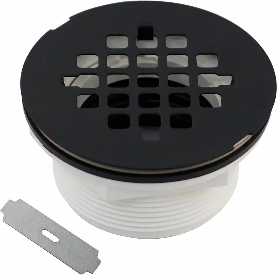 WELSAN Matte Black 2 Inch PVC Shower Drain Kit, Round Shower Floor Drain