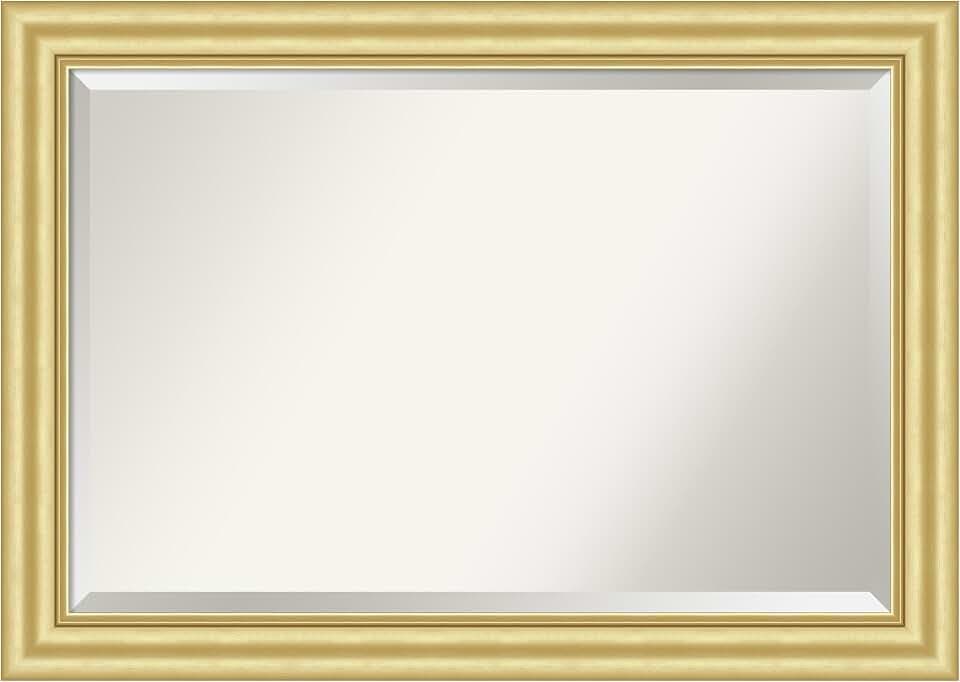 Amanti Art Gold Bathroom Mirror for Over Sink, 29x41 Sophia Gold Rectangle Vanity Mirror, Large Traditional Frame, Hangs Horizonally and Vertically, Bathroom Wall Decor, Beveled Edge