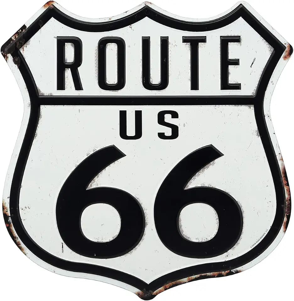 US Route 66 Highway Embossed Metal Sign