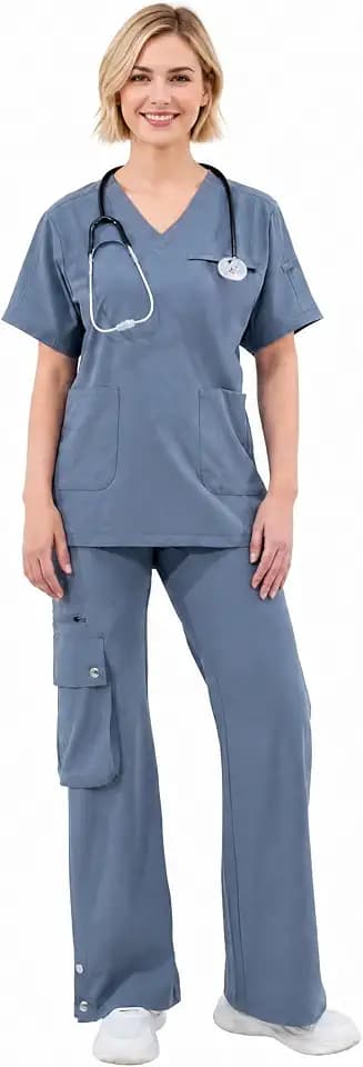 Scrubs for Women Set Stretch Nurse Medical Uniforms Breathable Fabric