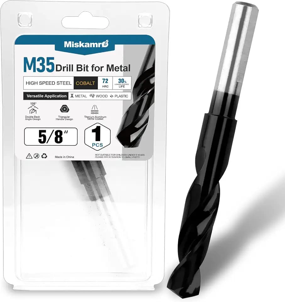 5/8 Inch Cobalt Drill Bit, HSS M35, Industrial Grade, TiAlN Coated