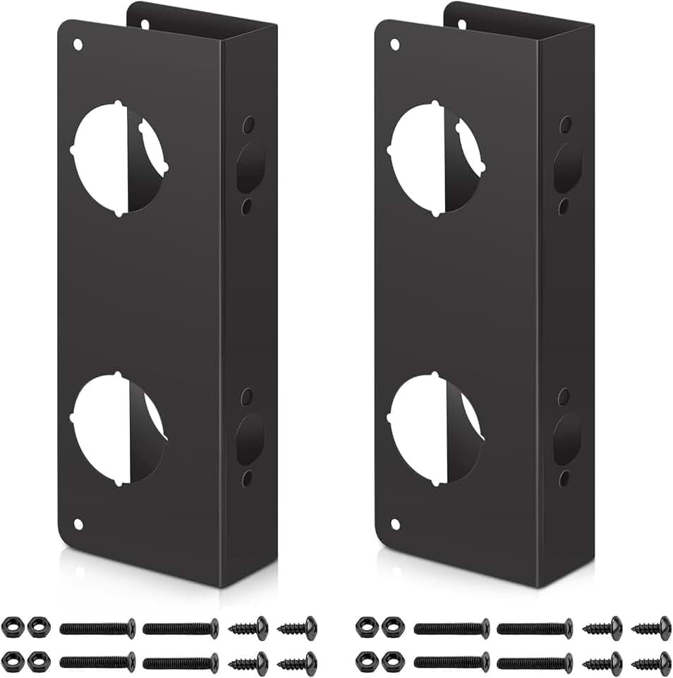 Ferraycle 2 Pieces Stainless Steel Door Reinforcement Plate for 1-3/4" Thick Doors Deep Bronze Lock with Screws Reinforce and Repair Door Jamb Reinforcement for Home Bedroom