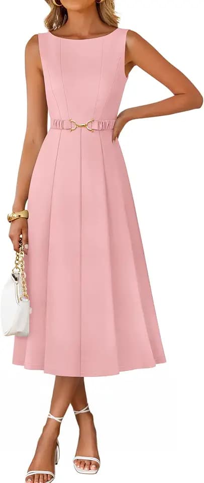 ZESICA Women's Summer Sleeveless 2026 Formal Cocktail Party Midi Dresses