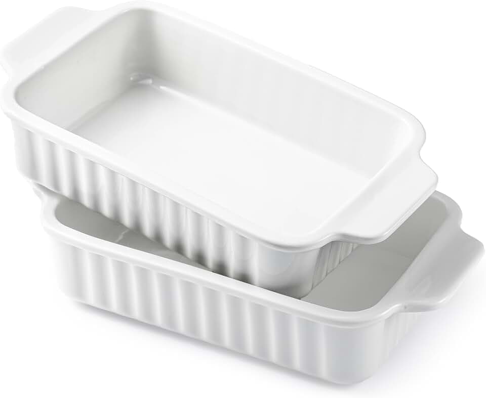 Small Casserole Dishes for Oven - 30 Oz Ceramic Baking Dish with Handles - 9x5 Rectangular Mini Bakeware for Lasagna, Au Gratin, Meal Prep - Portion Control & Personal Serving, Set of 2