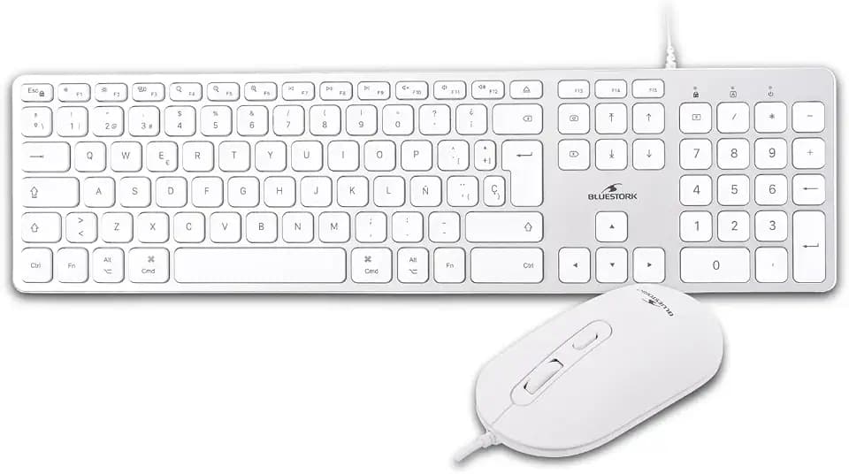Bluestork Mac-Pack, Mac-Tastatur und Maus, weiß, USB-C/USB-A, QWERTY ES