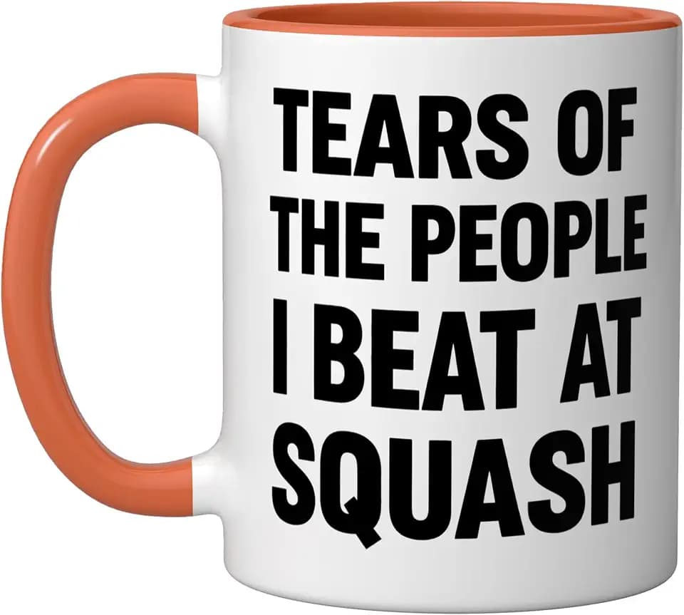Tears Of The People I Beat At Squash Ceramic Mug, Orange/White, 11oz