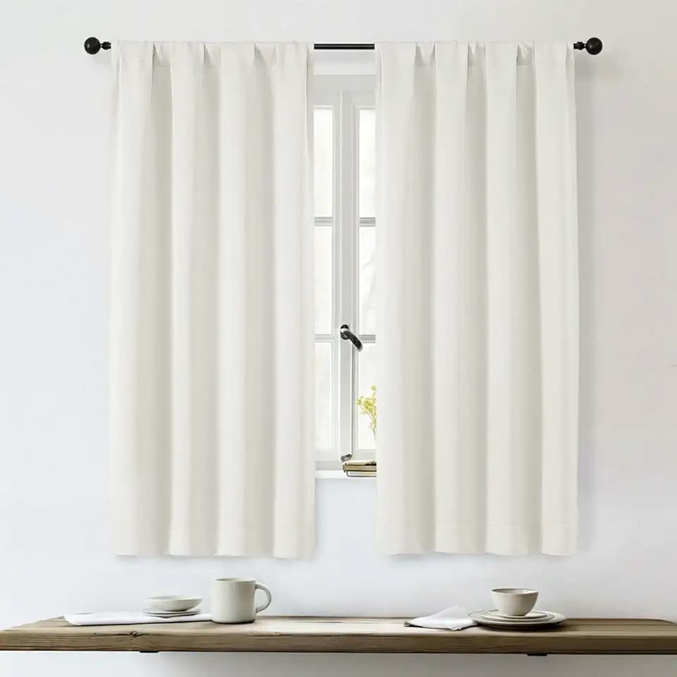 OWENIE Ivory Blackout Curtains for Bedroom 63 Inch Length 2 Panels Set 40"W