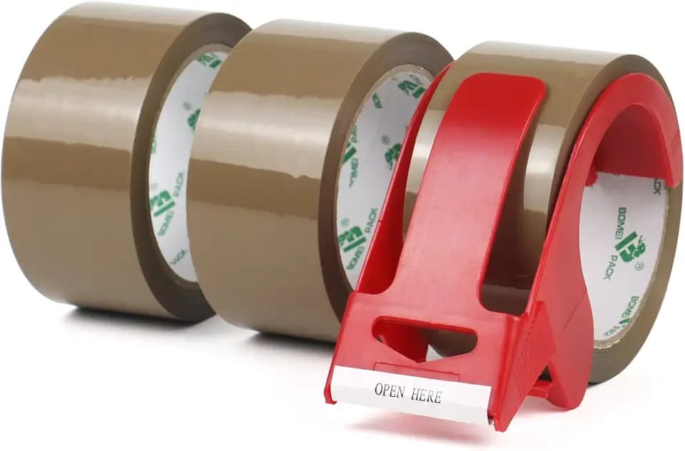 BOMEI PACK 3 Rollen Paketklebeband Klebeband Packband Verpackungsband Kartonband 66mx48mm Braun Verpackungsmaterial für Pakete und Karton Packband mit hoher Klebkraft in Profi-Qualität