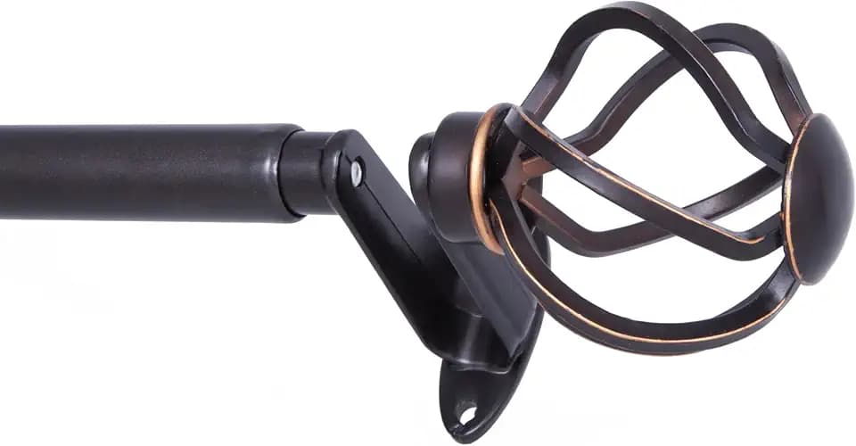 Sun Zero SN45044 Cage Open Work Ball End Blackout Room Darkening Wrap Around Decorative Curtain Rod, 66-120" Adjustable Length, Oil Rubbed Bronze Finish, 3/4" Diameter Steel Tube