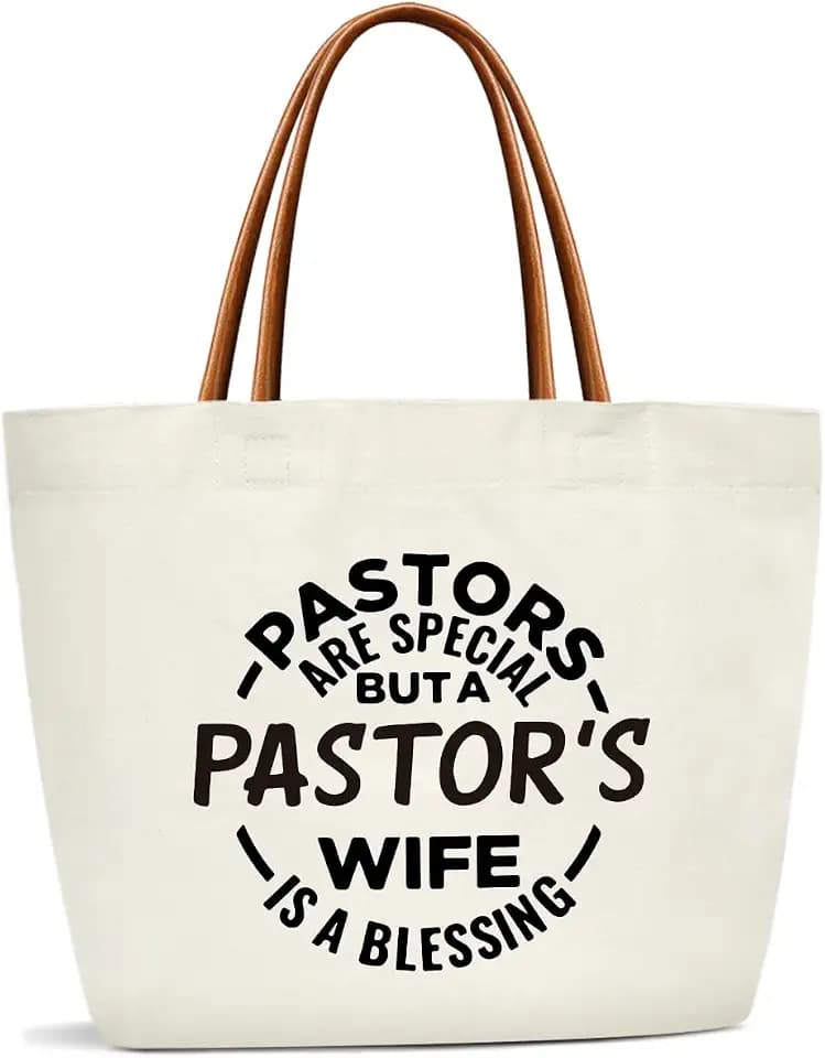 Pastor Wife Appreciation Gifts Canvas Tote Bag For Women, Reusable Grocery Shoulder Bag for Work Travel Gym, Christian Gifts for Halloween Christmas Beach Bags for Friends Pastors Wife Teacher -40