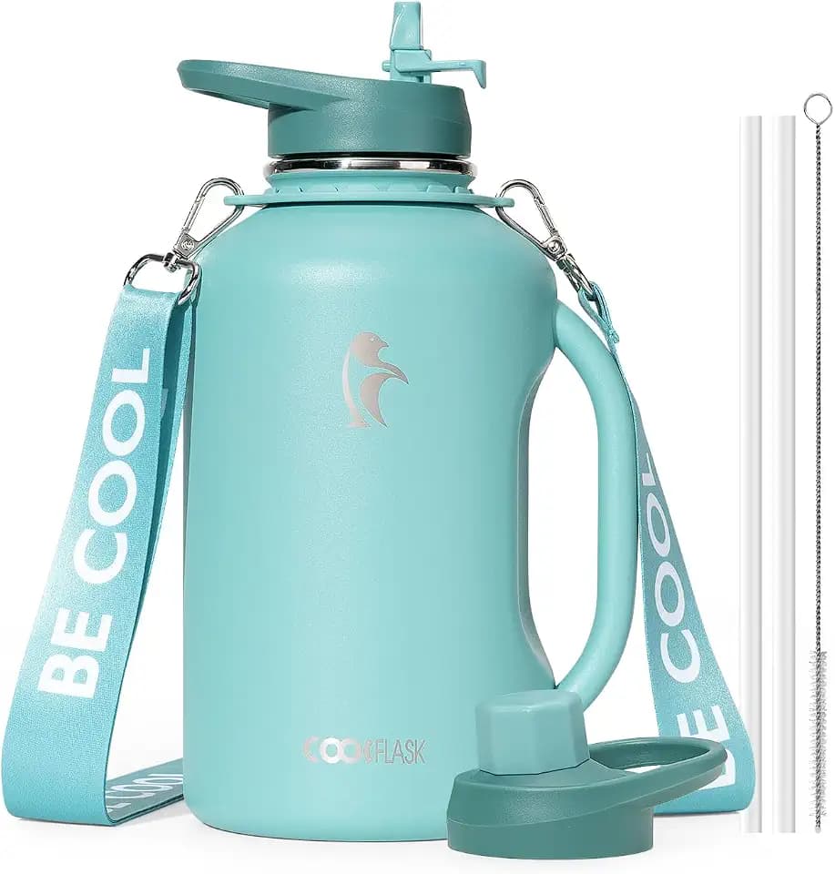 Coolflask 64 oz Water Jug with Handle, Half Gallon Insulated Water Bottle