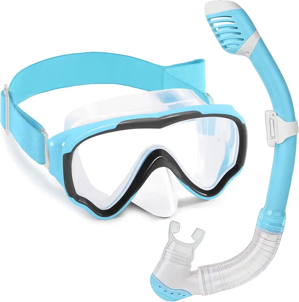 Dry Top Snorkel Set for Kids Anti-Fog Clear Vision Swim Mask Kit