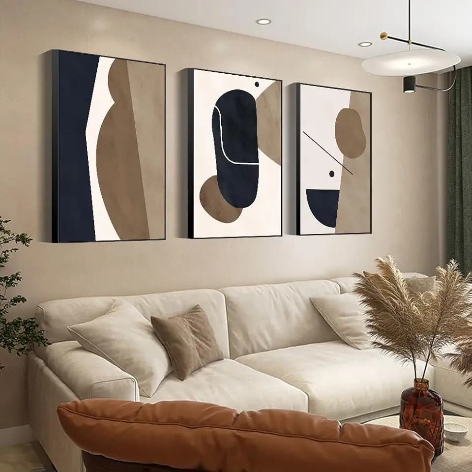Large Black Framed Abstract Wall Art for Living Room, 3Piece 24x36 In