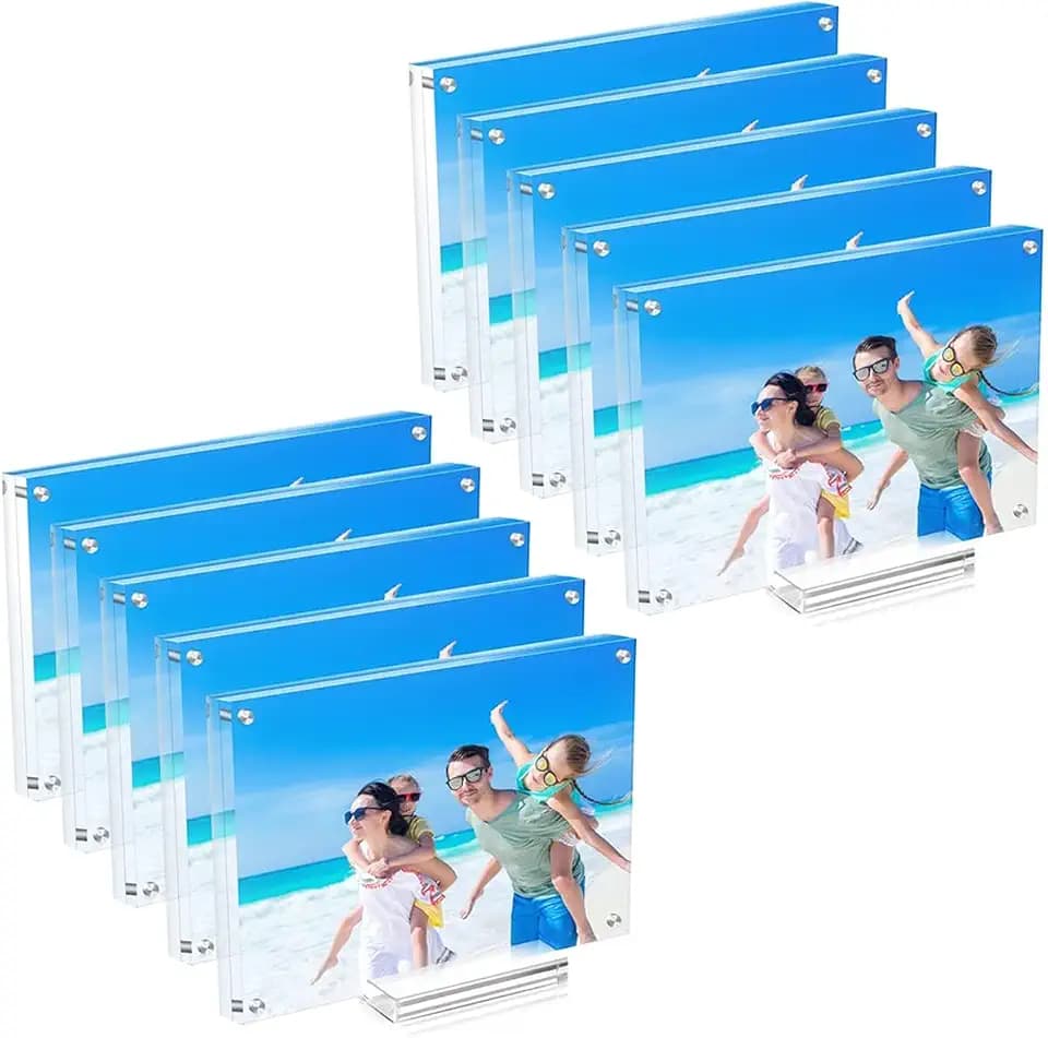 10 Pack 4x6 Acrylic Picture Frames, Double Sided Magnetic Display