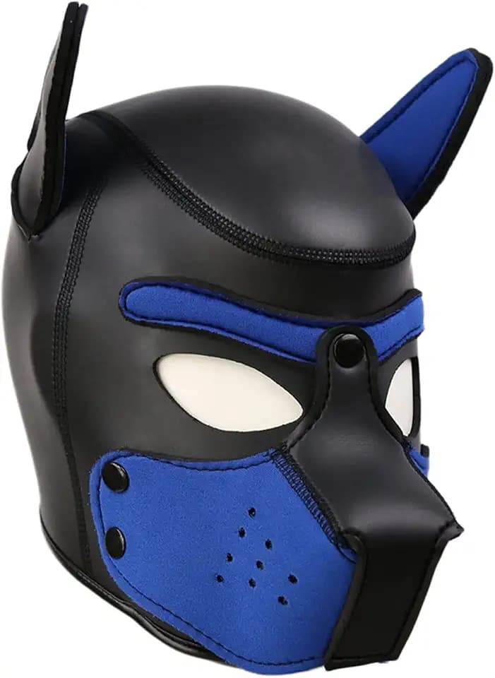 Hundemaske, Weiche Latex Petplay Hundemaske mit Ohren Welpenmaske Hunde Masken, Abnehmbarer Mund, Geeignet für Halloween, Urlaubsparty