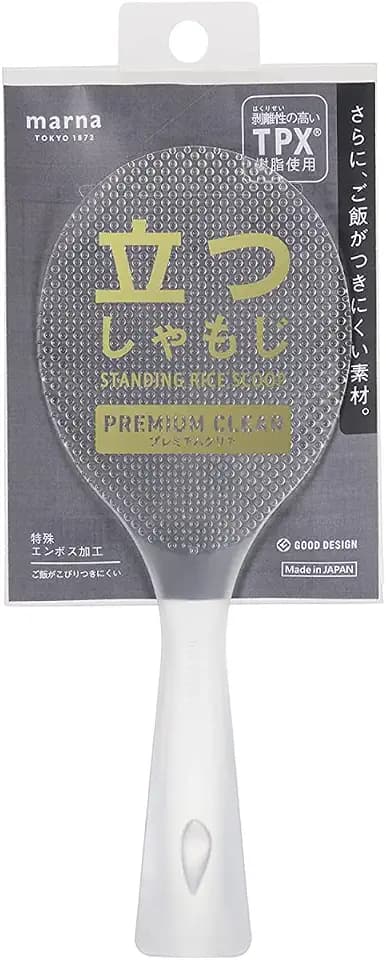 Marna K555CL Standing Rice Spoon, Premium Clear (Freestanding/Ladle Letter/Made in Japan), Non-Stick Standing (Embossed)