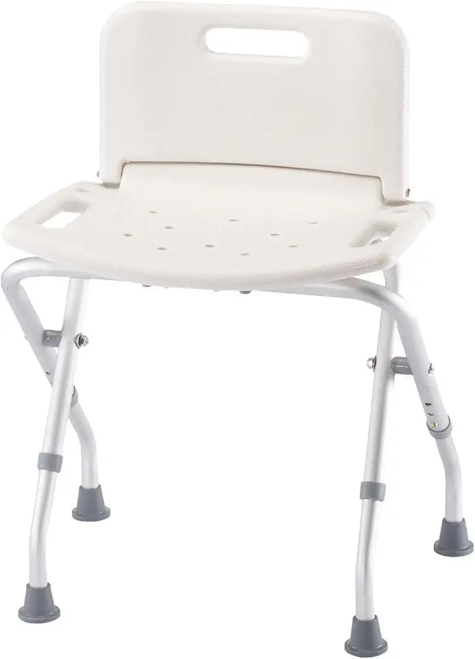 Folding Bath Seat with Back Support, Portable Shower Bench, White