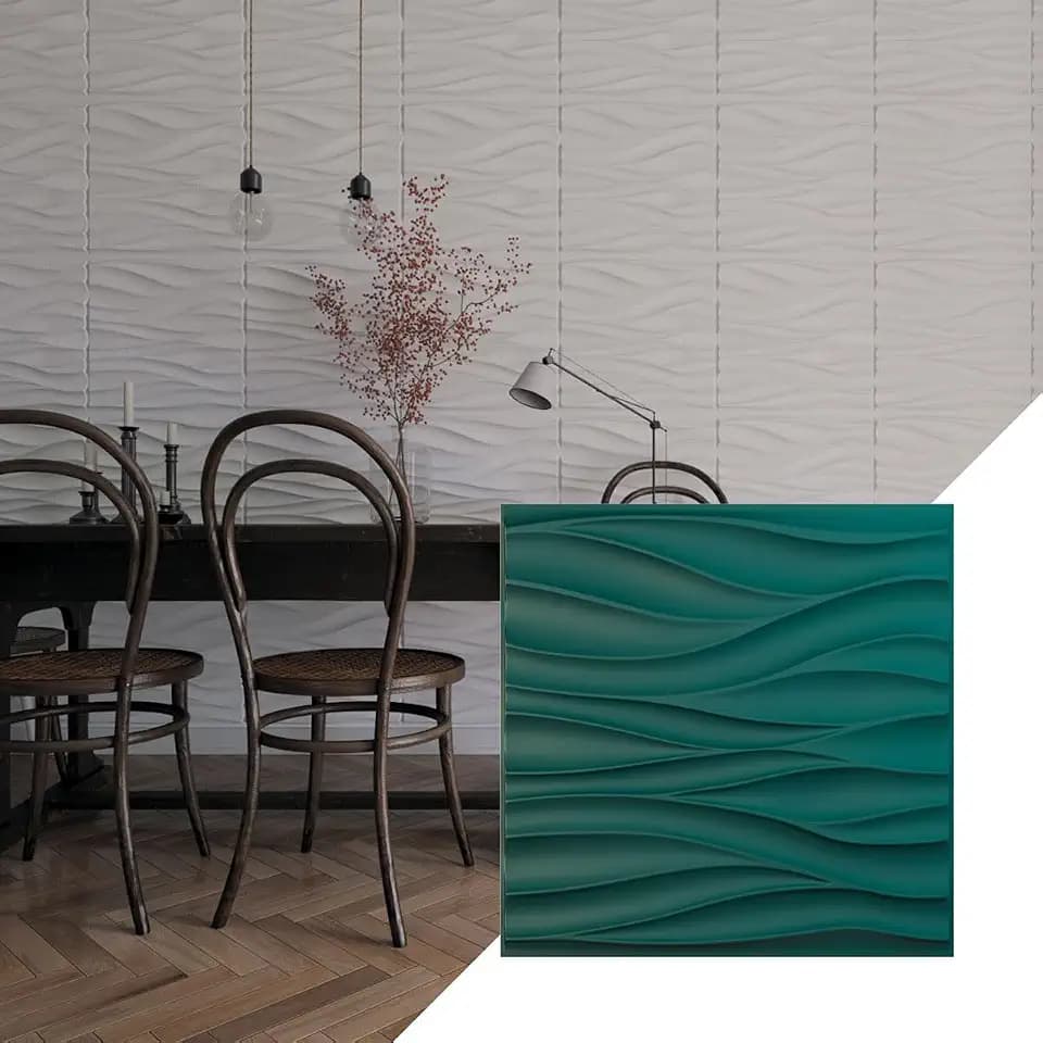Ekena Millwork 19 5/8"W x 19 5/8"H Ripple EnduraWall Decorative 3D Wall Panel, Satin Lagoon (Covers 2.67 Sq. Ft.