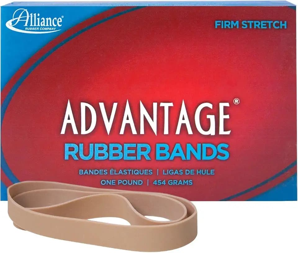 Alliance Rubber 27055 Advantage Rubber Bands Size #105, 1 lb Box Contains Approx. 60 Bands (5" x 5/8", Natural Crepe) Beige
