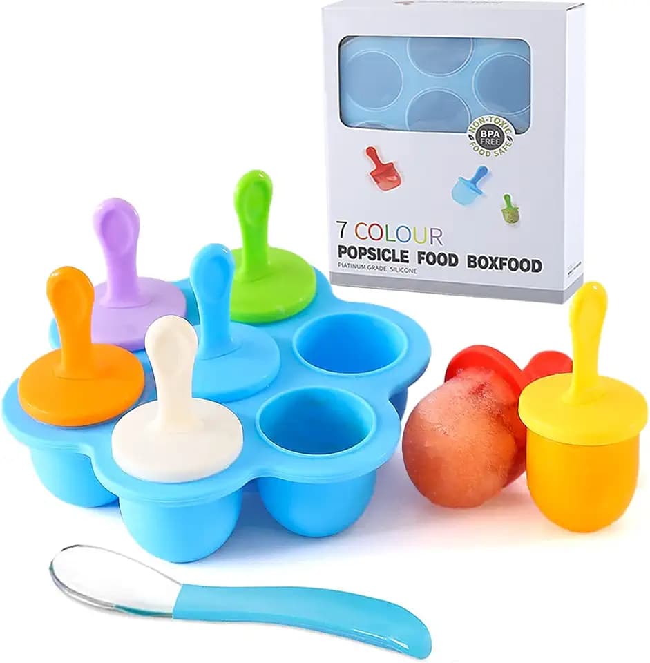 Silicone Popsicle Molds, Ice Pop Molds, Storage Container for Homemade Food, Kids Ice Cream DIY Pop Molds - BPA Free (Blue)
