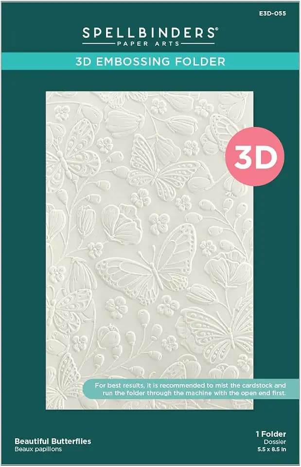 Spellbinders E3D-055 Beautiful Butterflies 3D Embossing Folder from the Stylish Ovals Collection
