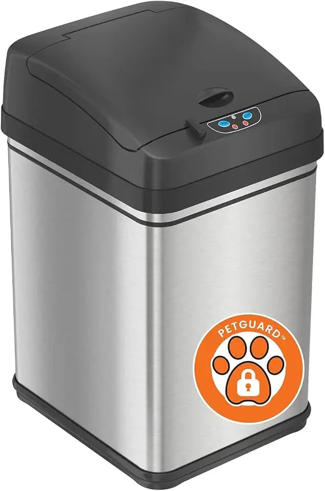 iTouchless 8 Gal Dog-Proof Sensor Kitchen Trash Can with Lid & Odor Filter