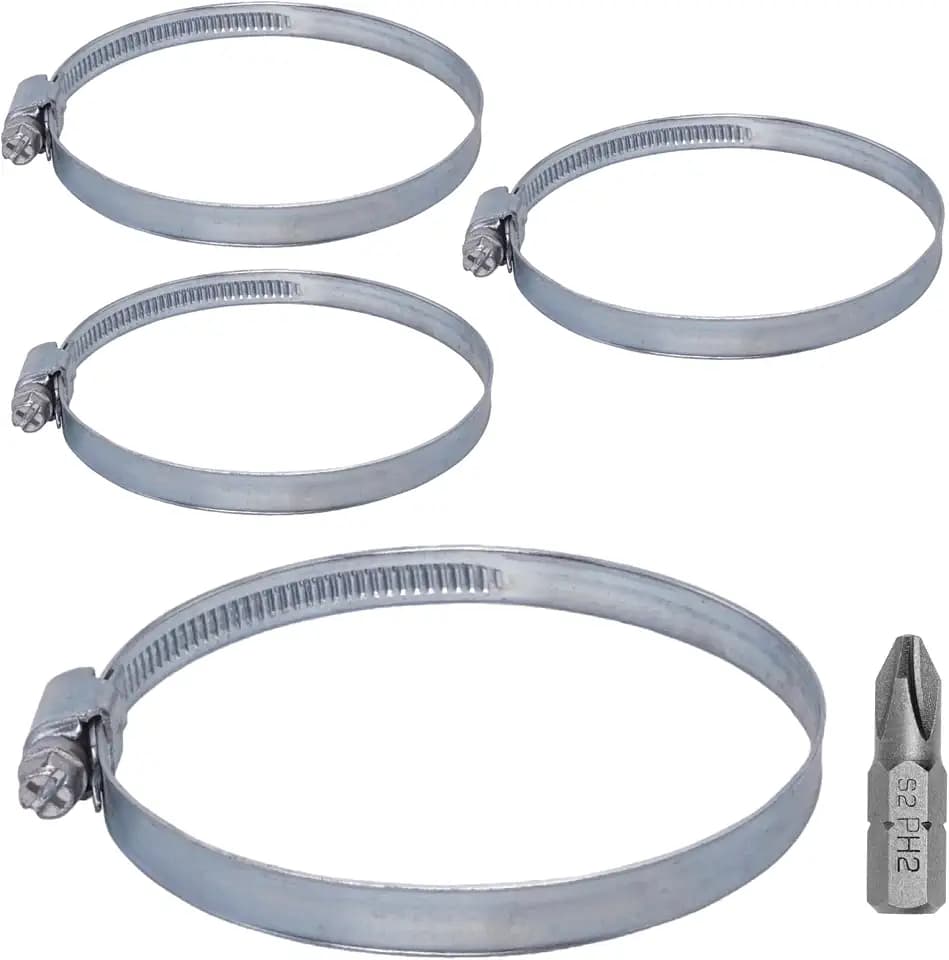 SKIR'CO (4 Stück) Verstellbare Schlauchschellen 130-150 mm, verzinkter Stahl Schlauchschellen DIN 3017, Rohrschellen, Schlauchschellen mit verstellbarem Durchmesser