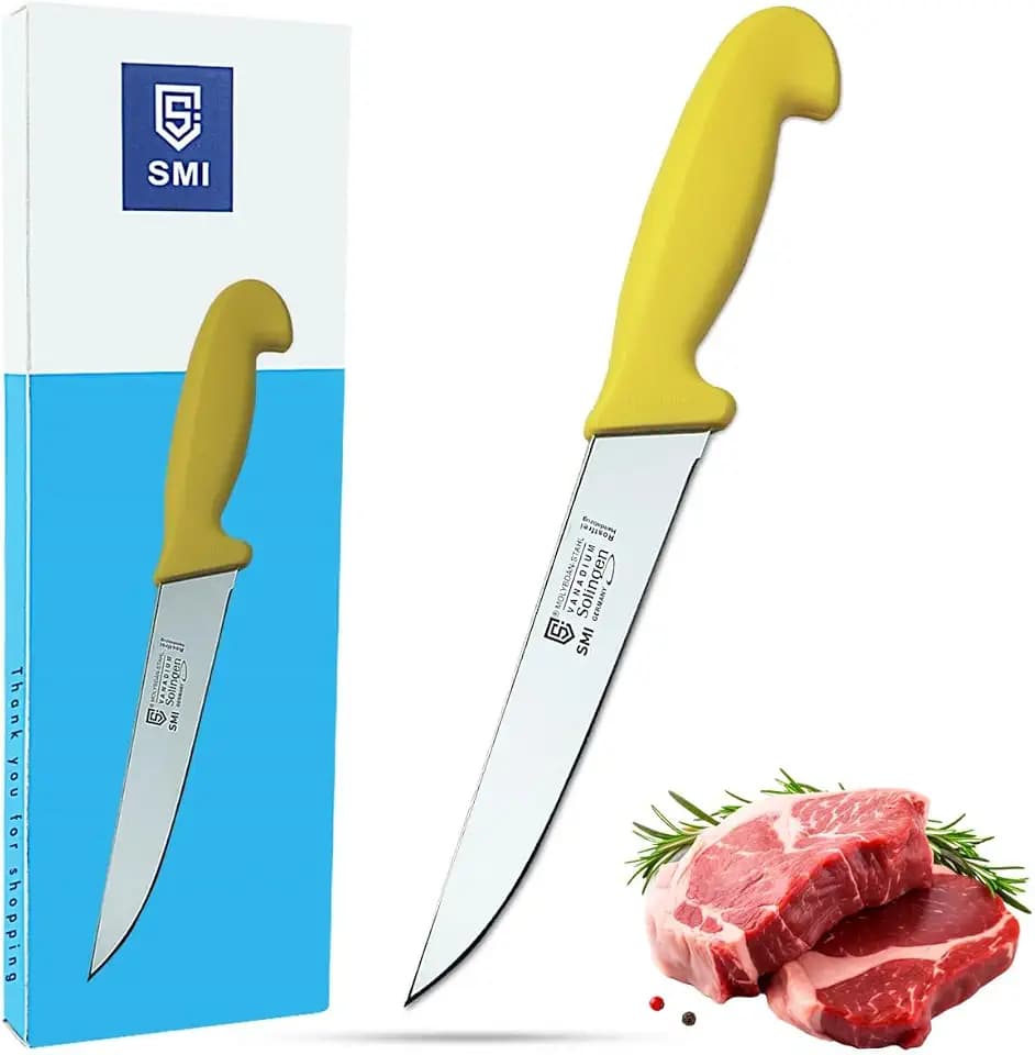 SMI 7 inch Solingen Butcher Knife - Professional Chef Knife for Meat Cutting and Processing - Made in Germany